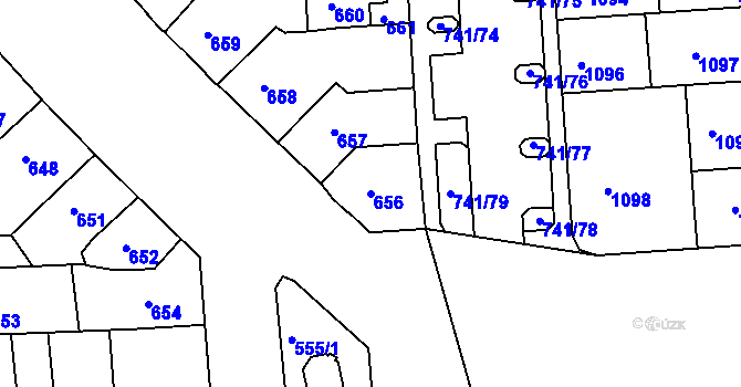 Parcela st. 656 v KÚ Černovice, Katastrální mapa