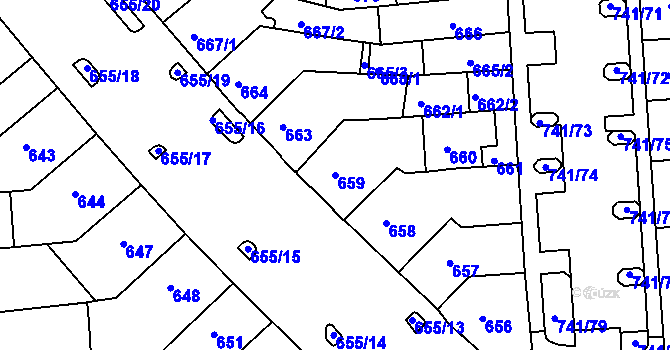 Parcela st. 659 v KÚ Černovice, Katastrální mapa
