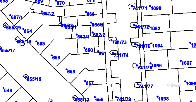 Parcela st. 661 v KÚ Černovice, Katastrální mapa