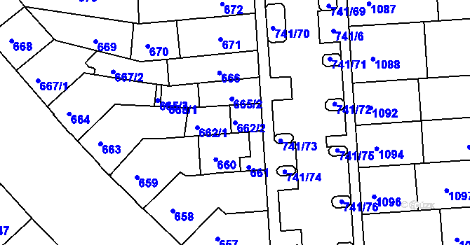 Parcela st. 662/2 v KÚ Černovice, Katastrální mapa