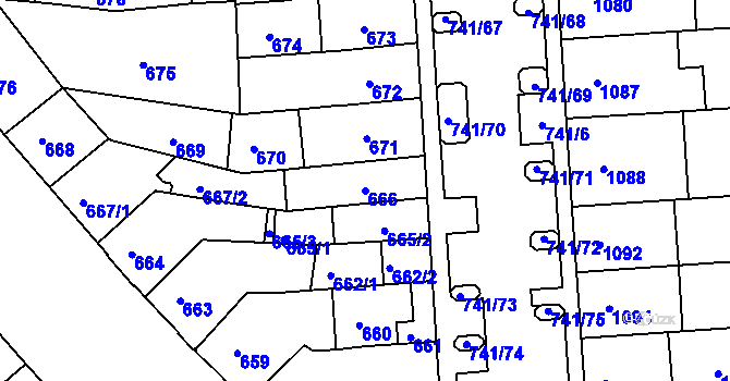 Parcela st. 666 v KÚ Černovice, Katastrální mapa