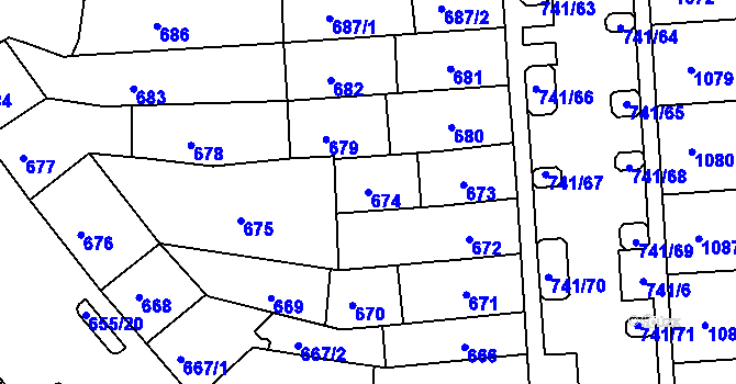 Parcela st. 674 v KÚ Černovice, Katastrální mapa