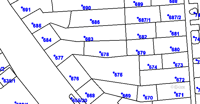 Parcela st. 678 v KÚ Černovice, Katastrální mapa