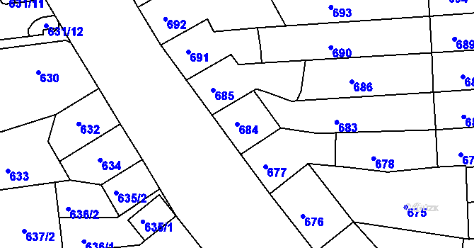 Parcela st. 684 v KÚ Černovice, Katastrální mapa