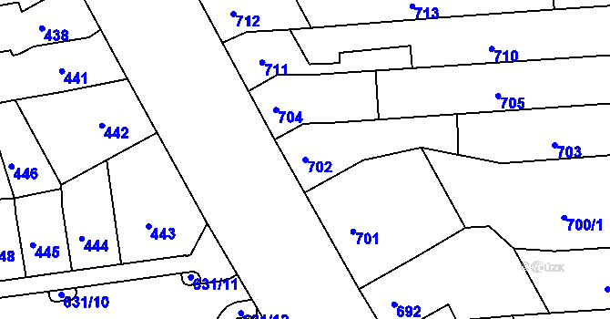 Parcela st. 702 v KÚ Černovice, Katastrální mapa