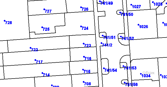 Parcela st. 723 v KÚ Černovice, Katastrální mapa