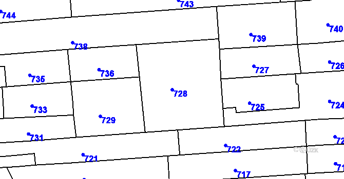 Parcela st. 728 v KÚ Černovice, Katastrální mapa