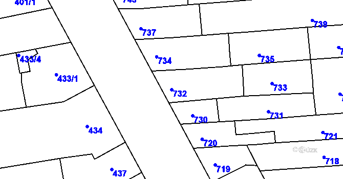 Parcela st. 732 v KÚ Černovice, Katastrální mapa
