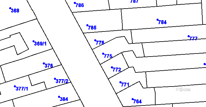 Parcela st. 775 v KÚ Černovice, Katastrální mapa