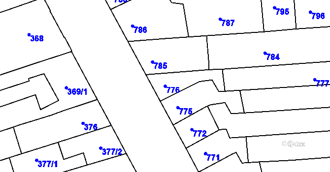 Parcela st. 776 v KÚ Černovice, Katastrální mapa