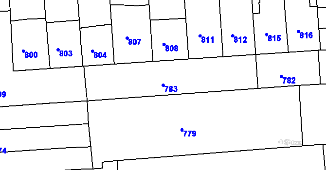 Parcela st. 783 v KÚ Černovice, Katastrální mapa