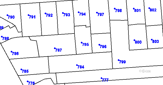 Parcela st. 795 v KÚ Černovice, Katastrální mapa
