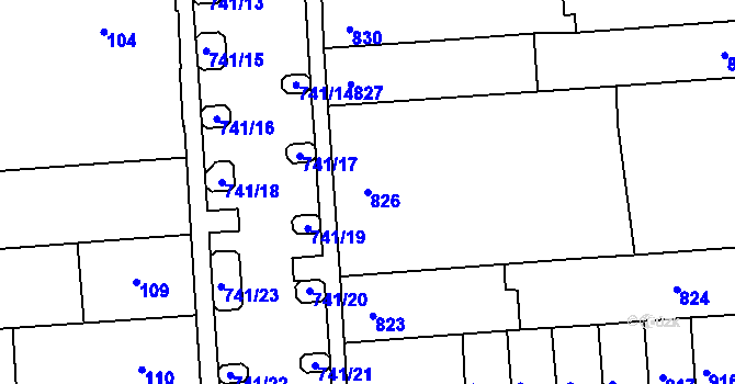 Parcela st. 826 v KÚ Černovice, Katastrální mapa