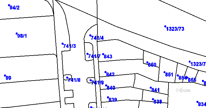 Parcela st. 843 v KÚ Černovice, Katastrální mapa