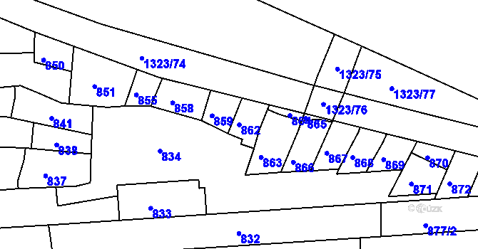 Parcela st. 862 v KÚ Černovice, Katastrální mapa