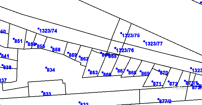 Parcela st. 864 v KÚ Černovice, Katastrální mapa