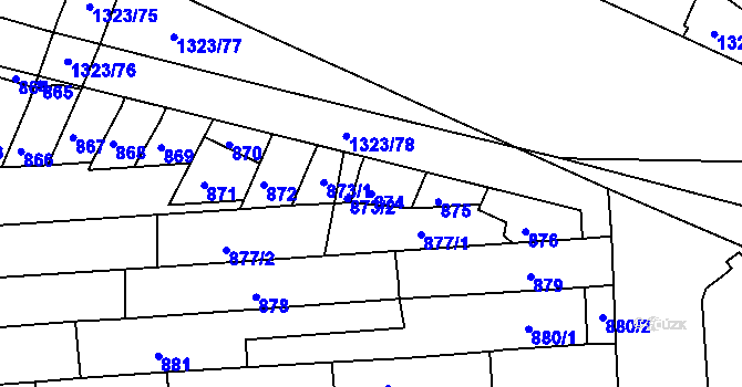 Parcela st. 874 v KÚ Černovice, Katastrální mapa