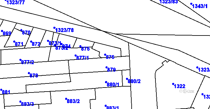 Parcela st. 876 v KÚ Černovice, Katastrální mapa