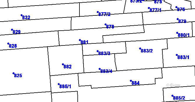 Parcela st. 883/3 v KÚ Černovice, Katastrální mapa