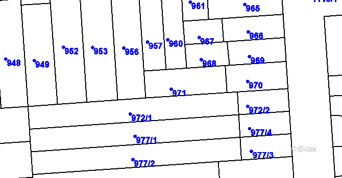 Parcela st. 971 v KÚ Černovice, Katastrální mapa