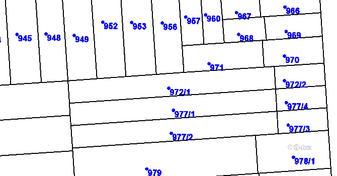 Parcela st. 972/1 v KÚ Černovice, Katastrální mapa