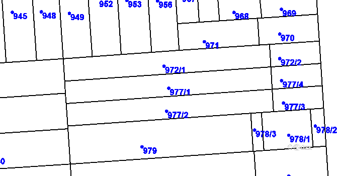 Parcela st. 977/1 v KÚ Černovice, Katastrální mapa