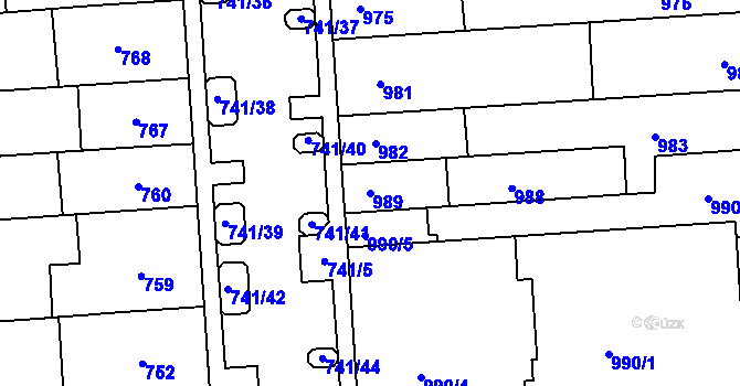 Parcela st. 989 v KÚ Černovice, Katastrální mapa