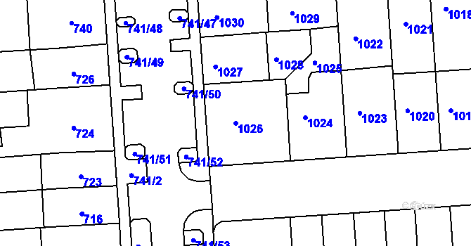 Parcela st. 1026 v KÚ Černovice, Katastrální mapa