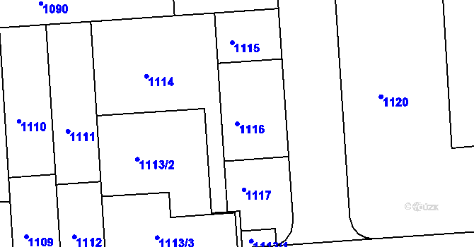Parcela st. 1116 v KÚ Černovice, Katastrální mapa
