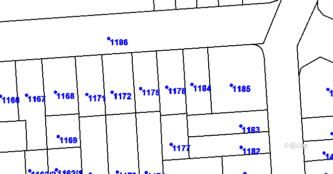 Parcela st. 1176 v KÚ Černovice, Katastrální mapa