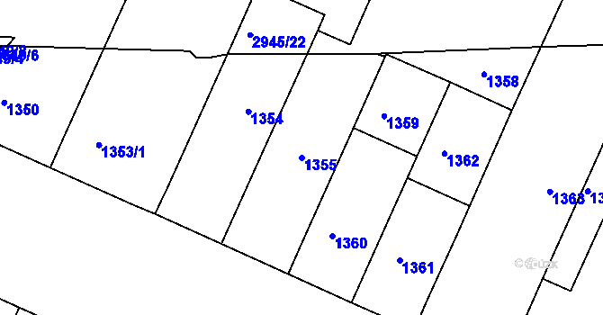 Parcela st. 1355 v KÚ Černovice, Katastrální mapa