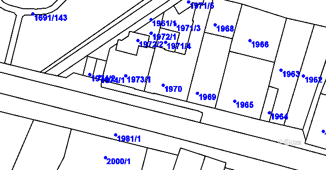 Parcela st. 1970 v KÚ Černovice, Katastrální mapa