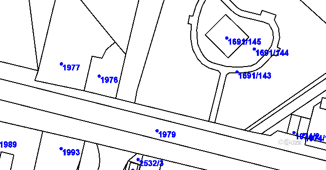 Parcela st. 1975 v KÚ Černovice, Katastrální mapa