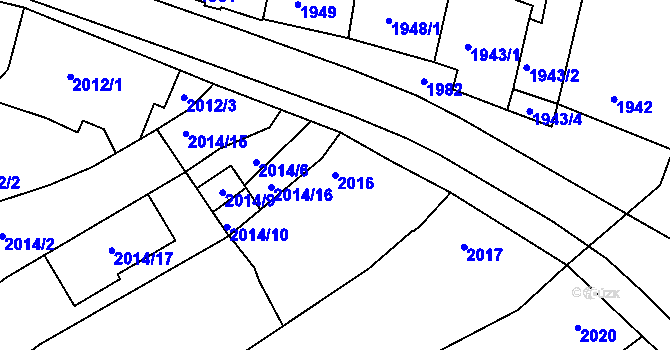 Parcela st. 2016 v KÚ Černovice, Katastrální mapa