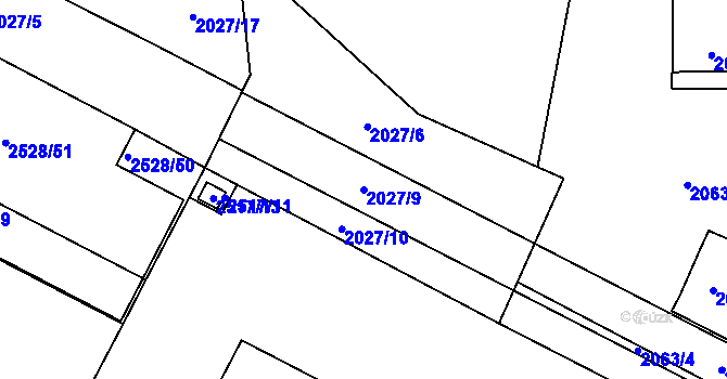 Parcela st. 2027/9 v KÚ Černovice, Katastrální mapa