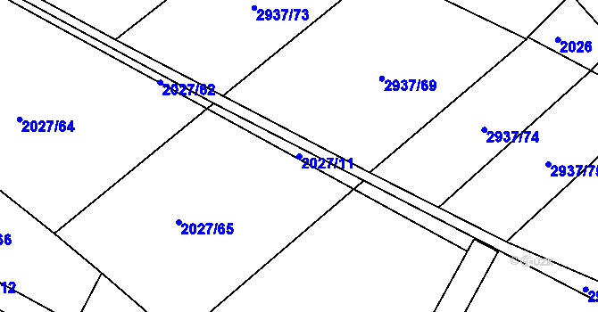 Parcela st. 2027/11 v KÚ Černovice, Katastrální mapa