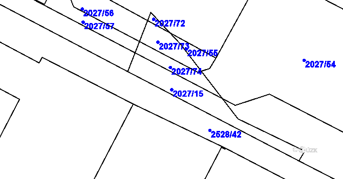 Parcela st. 2027/15 v KÚ Černovice, Katastrální mapa