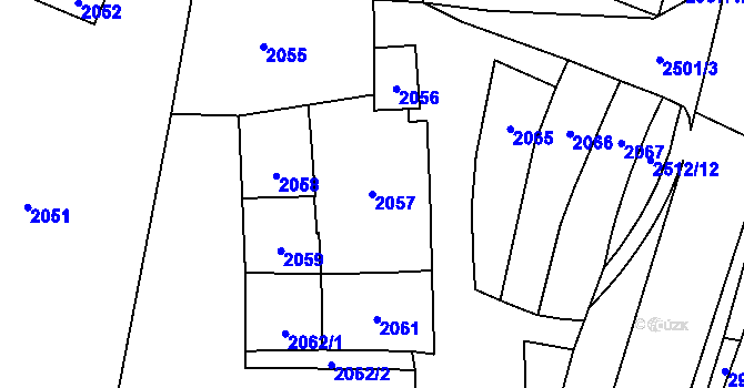 Parcela st. 2057 v KÚ Černovice, Katastrální mapa