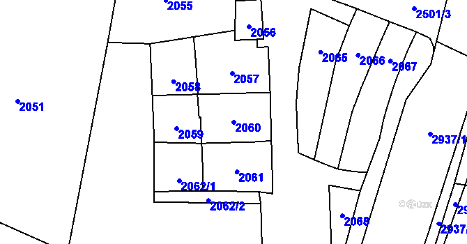 Parcela st. 2060 v KÚ Černovice, Katastrální mapa
