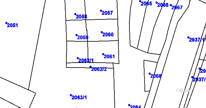 Parcela st. 2061 v KÚ Černovice, Katastrální mapa