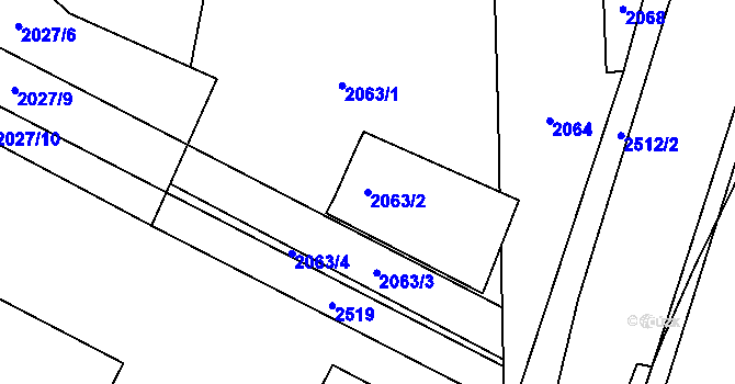 Parcela st. 2063/2 v KÚ Černovice, Katastrální mapa