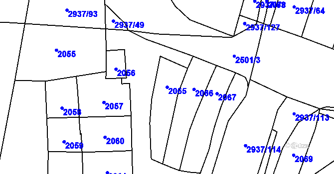 Parcela st. 2065 v KÚ Černovice, Katastrální mapa
