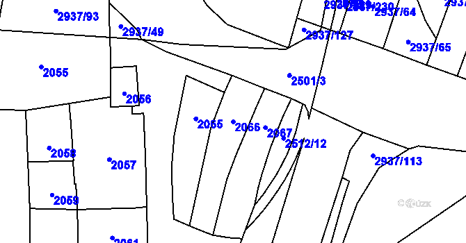 Parcela st. 2066 v KÚ Černovice, Katastrální mapa