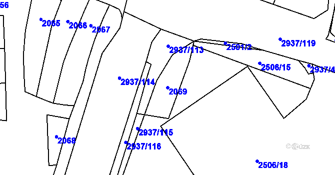 Parcela st. 2069 v KÚ Černovice, Katastrální mapa