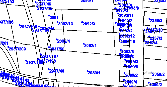 Parcela st. 2092/1 v KÚ Černovice, Katastrální mapa