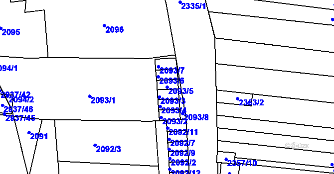 Parcela st. 2093/5 v KÚ Černovice, Katastrální mapa