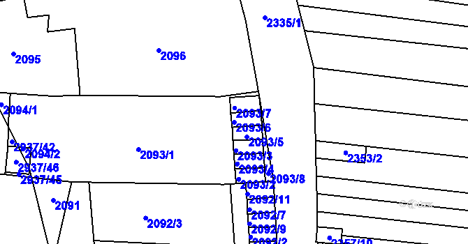 Parcela st. 2093/6 v KÚ Černovice, Katastrální mapa