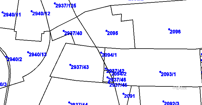 Parcela st. 2094/1 v KÚ Černovice, Katastrální mapa