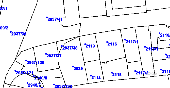 Parcela st. 2113 v KÚ Černovice, Katastrální mapa