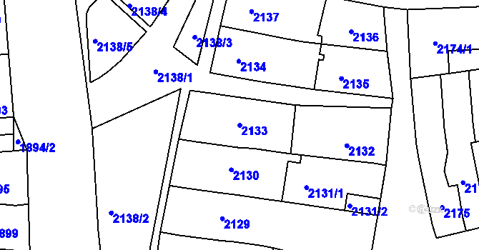 Parcela st. 2133 v KÚ Černovice, Katastrální mapa